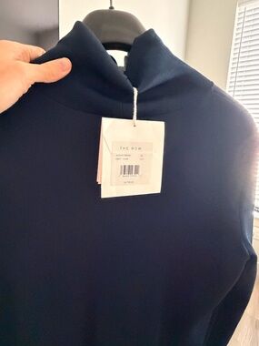 The Row Navy High Funnel Neck Dress